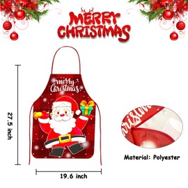 Qpout 2 Pack Christmas Aprons for Women Men, Funny Christmas Kitchen Aprons Cooking Aprons, Santa Claus and Snowman Aprons, Xmas Party Favors Cooking Gifts for Adults Mommy Dad Wife Husband