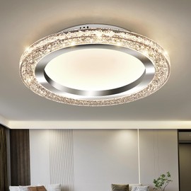 UOFUS 28W LED Flush Mount Ceiling Light Chrome 12inch Modern Round Ceiling Light Fixture 3000K-6000K Super Bright Circle Ceiling Lamp for Bedroom Kitchen Dining Room Entryway Hallway Foyer