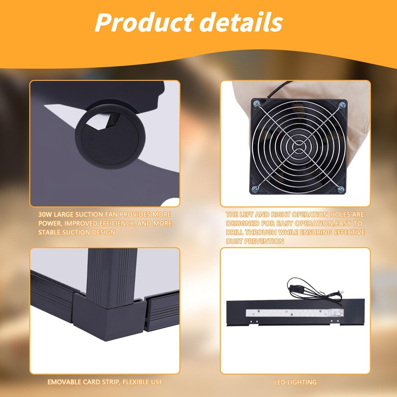 Fully Enclosed Dust Box,220V Electric Dust Hood Enclosed,Acrylic Grinding Table