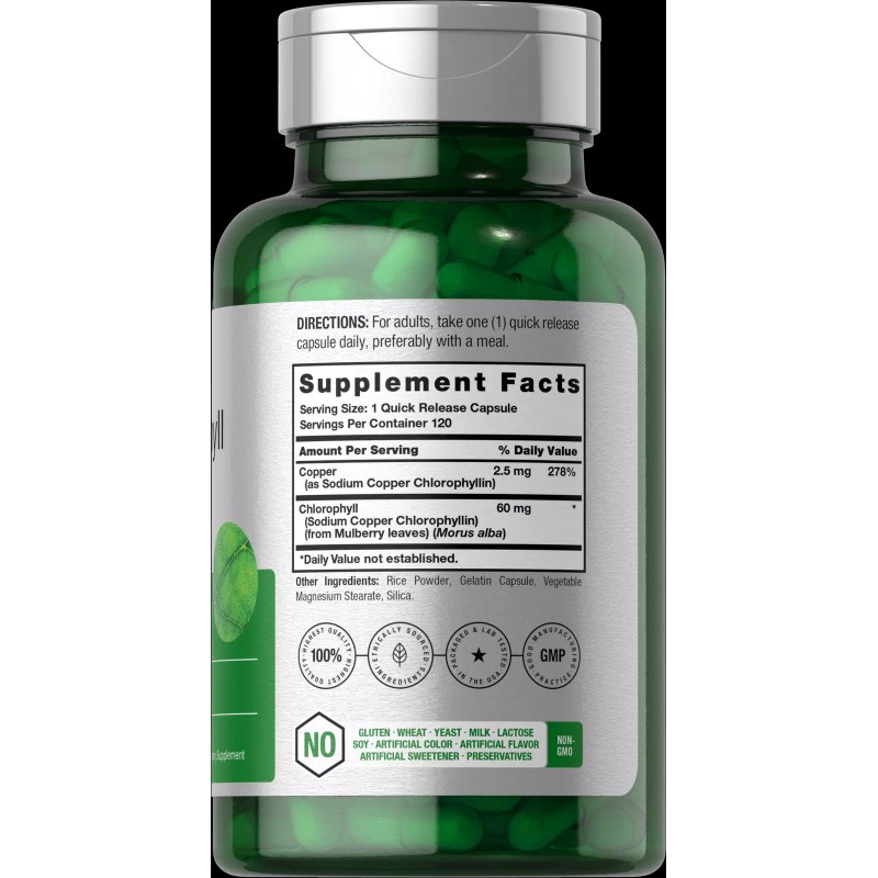 Horbäach Chlorophyll Capsules | 120 Count | Naturally-Occurring Pigment |