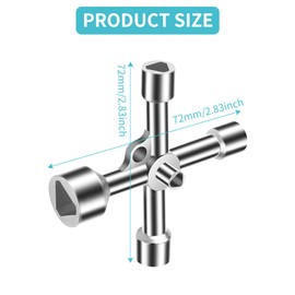 Zovator 4-Way Multifunctional Key, 4-Way 5 Size Inner Dimensions 7 mm/10 mm/12 mm/13 mm/18 mm Triangular Key Utilities Key, for Electric Water Gas Meter Box Cabinet, Multifunctional Cross Key