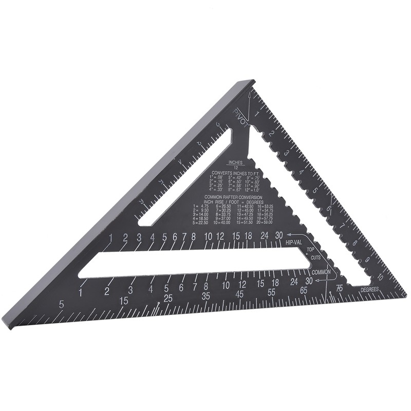 12 inch Black Aluminium Right Angle Triangle Ruler Rustproof Protractor