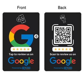Revuzee Google Review Tap Card (5 Pack) with QR Code | NFC and Custom QR Code Sign for Business | Includes Analytics and Customizable Landing Page | Same Size as a Standard Credit Card | Black