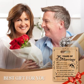 Gleevara 25th Anniversary Wedding Gifts, Silver Anniversary Romantic Gift, Bamboo Cutting Board 25 Silver Wedding Gifts for Couple Husband Wife