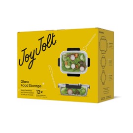 JoyJolt 24pc Borosilicate Glass Storage Containers with Lids | 12 Airtight/Freezer Safe Food Storage Containers for Pantry and Kitchen | Meal Prep Container for Lunch | Glass Tupperware Set