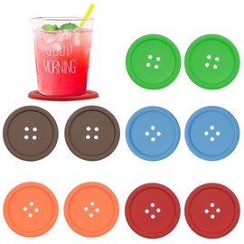 Coasters for Drinks, 10PCS Non-Slip Silicone Drink Coasters Heat Insulation, Button Shape Coffee Drink Cup Mat for Furniture Tabletop Protection