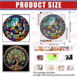JSTHHTT 2 Pack 5D Diamond Painting Kits, Crystal Art Kits, Diamond Art Craft, Stained Butterfly Diamond Painting Kit, for Home Wall Decor, Kid and Adults