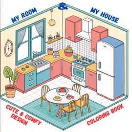 My Room and My House: Cute and Comfy Design, Coloring Book for Adults and Teens, Cute Design of Cozy, Hygge Spaces for Relaxation