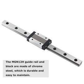 KGTCN Miniature Linear Guide MGN12 100 mm Length Bearing Steel Linear Guide Rail with 1 Piece MGN12H Bearing Slide Block, for 3D Printers and CNC XYZ