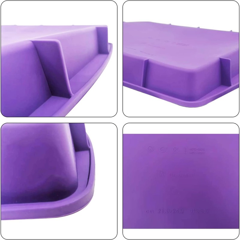 Lmaray 11 x 9.5 Inch Purple Silicone Baking Pan, Safe,