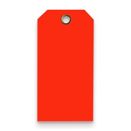 Tags 4 Less 15 Mil Blank Plastic Hang Tags – 4” x 8” Waterproof Heavy Duty Vinyl Labels for Outdoor Tagging, Equipment Labeling, Luggage, Valves & More (Fluorescent Orange/Red,Pack of 100)