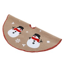 Burlap Christmas Tree-Skirt Fall Decorations - 30 Inch Vintage Rustic Farmhouse Holiday Indoor Decor White Snowflake Navidad Snowman Wedding Party Jute Tree Skirt