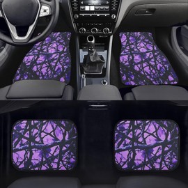 Jndtueit Purple Camo Hunting Automotive Floor Mats Set of 4 Car Accessories with Front & Rear Universal Car Protect Accessories Automobile Interior Decoration for Women Men