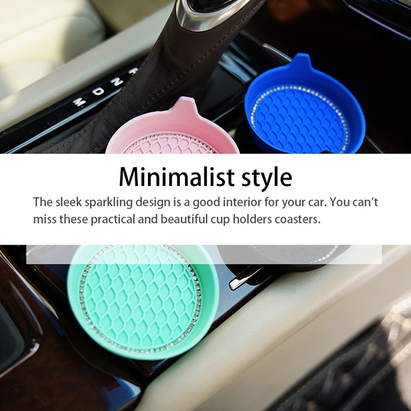 AUCELI Bling Car Cup Holder Coaster, 4 Pack Rhinestone Non-Slip