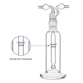 Labasics Drechsel Gas Washing Bottle, 250 ml Borosilicate Glass Gas Bubbler with 29/32 Joint, Porous Spherical Gas Washing Bottle for Laboratory, Durable and Heat Resistant Glass for Gas Purification