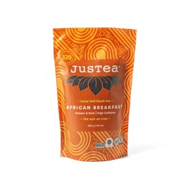 JusTea AFRICAN BREAKFAST | Loose Leaf Black Tea | Compostable Refill Pouch | 160+ Cups (360g) | High Caffeine | Award-Winning | Fair Trade | Non-GMO