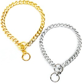 YDGAKN 2PCS Collar de Castigo para Perro,Collar de Entrenamiento para Perro de Aluminio Ajustable,Cadena de Castigo para Perro para Pequeños Medianos y Grandes(55CM)