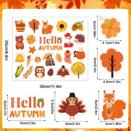 MARFOREVER 50 PCS Fall Gel Window Clings,Reusable Autumn Thick Gel Clings Decals for Kids Classroom Toddlers Home Party Supplies Window Glass Decorations