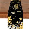 GROVBLE Birthday Table Runner, Happy Birthday Table Runner, Black Gold