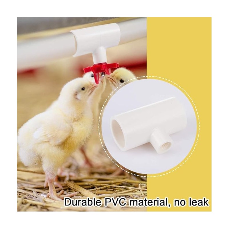 12 Pack Chicken Waterer PVC Tee Fittings - Fully Automatic