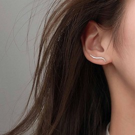 Aneneiceera Vintage Silver Stud Earrings Filigree Crawbler Earrings Swirl Wire Crawbler Stud Earrings Minimalist Stud Earrings Jewellery for Women, Zinc