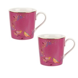 Sara Miller Chelsea Collection Mugs, Set of 2, Pink, Fine China, 340ml