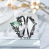 DONGHU 1.5CT Kite Cut Natural Moss Agate Engagement Ring Set