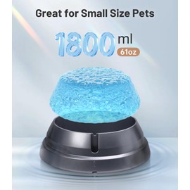 UPIHOM Cat Water Fountain, 61 oz/1.8 L Automatic Drinking Water Dispenser with 3 Washable Replacement Filters, Pet Water Fountains for Cats Indoor, Ultra-Quiet Pet Water Fountain Easy to Clean