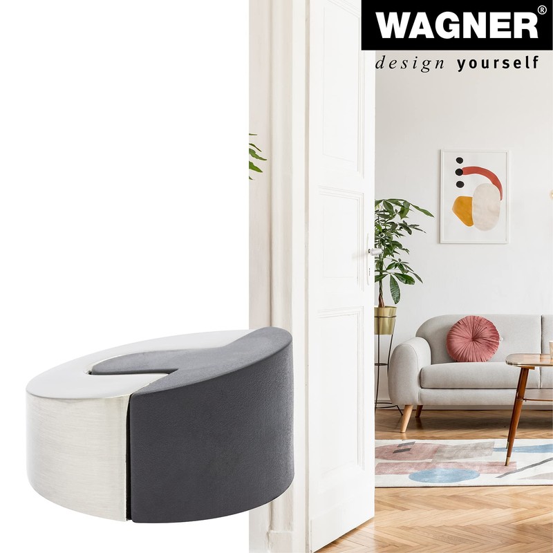 Wagner designer door stop, to screw in, brushed metal, thermoplastic