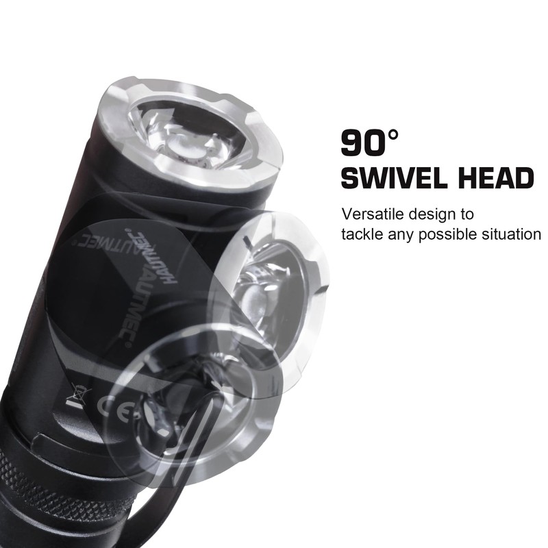HAUTMEC 1400 Lumen Rechargeable Flashlights LED EDC Flashlight with 90
