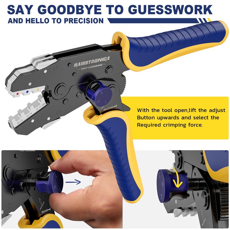Haisstronica 8PCS Rapid Replace Ratchet Crimping Tool Set with Pressure