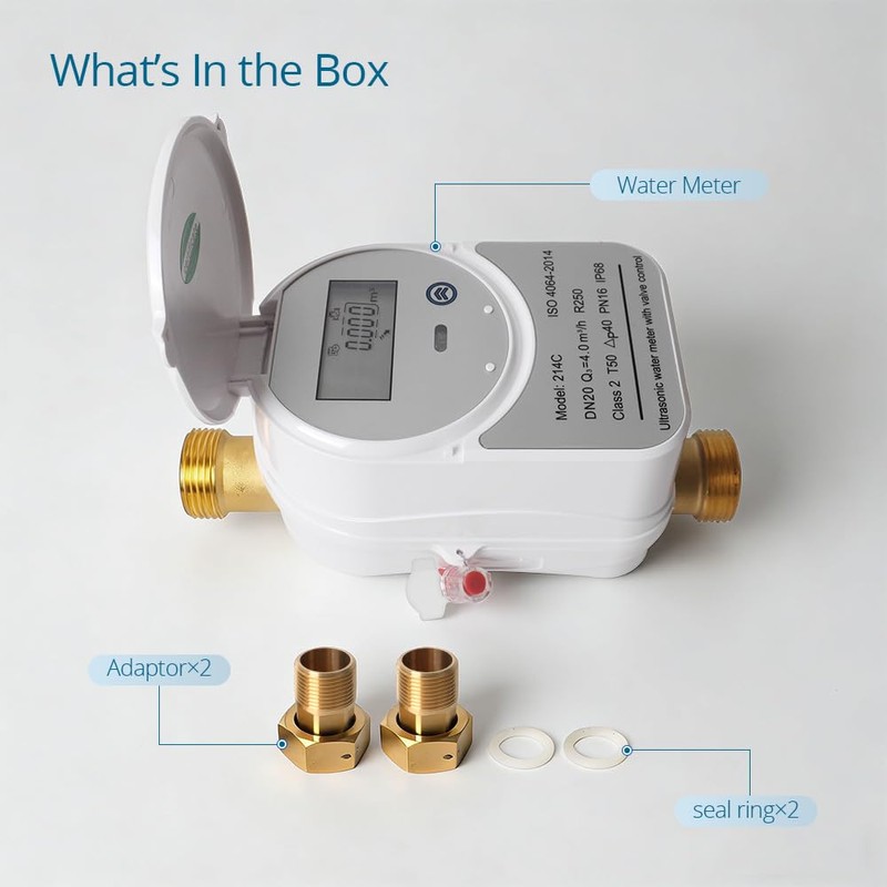 Zigbee Smart Water Meter with Shutoff Valve & LCD Display