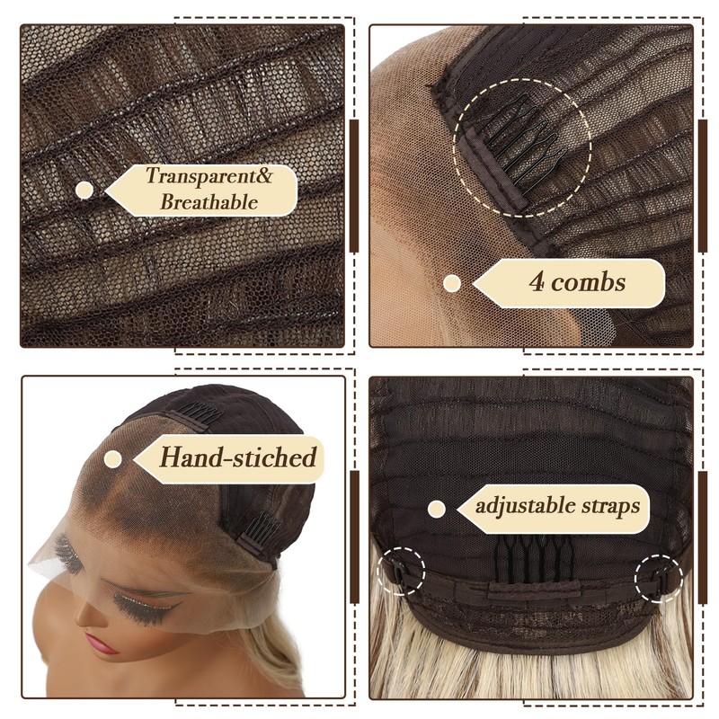 Blonde mix Brown 13x4 Layered Synthetic Lace Front Wig for