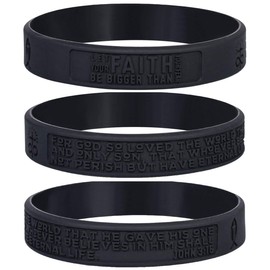 Sainstone John 3:16 Inspirational Bible Verses Silicone Bracelets - Let Faith Bigger Than Fear - Religious Motivational Wristband Gifts for Men Women (Unisex)