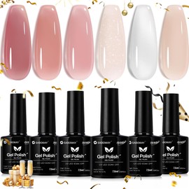 SADOWAY Esmalte en Gel Kit 6 Colores Set de Esmalte de Gel NudeTonos Piel para un Acabado Natural Fórmula Segura sin Tóxicos Regalo para Mujer        