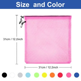 Boloest 10 Pack Mesh Drawstring Bags Mesh Bags Multifunctional Nylon Mesh Bags for Sports, Swimming, Beach, Travel, Gym, Camping, Training (30x30cm), 30*30 cm-Multicoloured