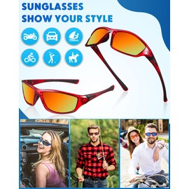 Frienda 6 Pack Polarized Sport Sunglasses for Men Multipack Fit over Glasses Pack Lot Set Men's Sport Fishing Eyeglasses (Versatile Colors)