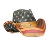 Vintage Tea-Stained USA American Flag Cowboy Hat w/ Western Shape-It