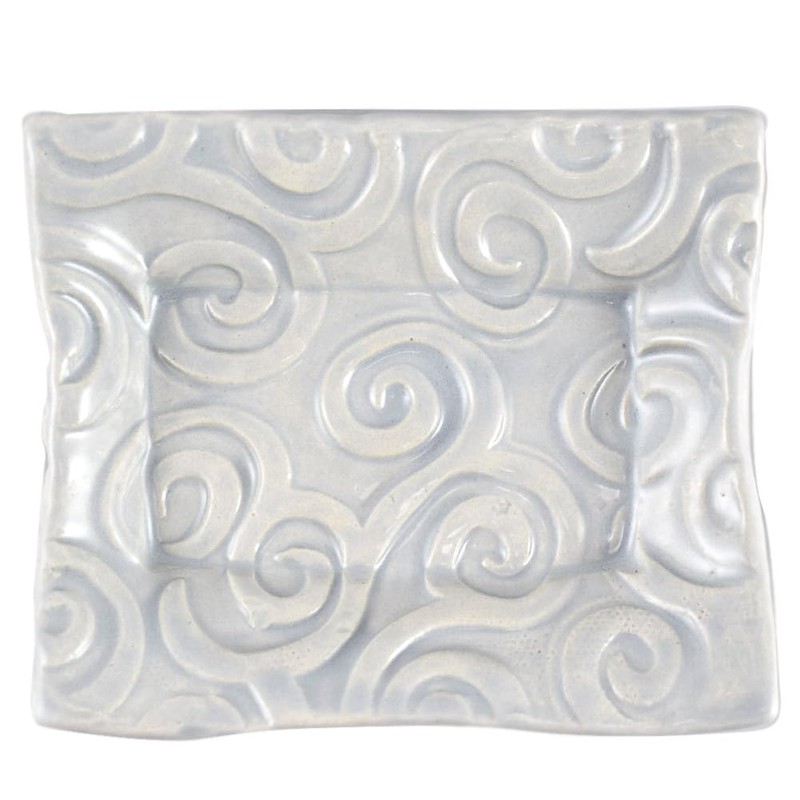 Handmade Textured Ceramic Soap Dish (Grey Swirl)