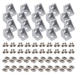 2020 Series Aluminum Profile Connector Set, 20pcs Corner Bracket, 40pcs Drop in T Nuts and Hex Screw Bolt for Slot 6mm 20S Aluminum Extrusion Profile Accessories