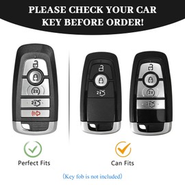 OFF WE GO for Ford Key Fob Cover with Bear Keychain, Soft TPU Protection Fob Case Compatible with Explorer Fusion Escape Edge Expedition F150 F250 F350 F450 F550 Maverick Mustang Smart Key, Purple