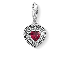 Thomas Sabo Women's 925 Sterling Silver Red Charm Heart with Stone Club Pendant 1478-640-10