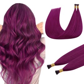 Doores I Tips Hair Extensions Real Human Hair, Violet 14 Inch 25g/50s, Straight Hair Extensions, Purple Extensions Hair