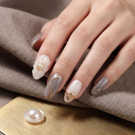 Sun&Beam Nails Handmade Press-On Nails Medium Oval Taupe (#014 M)