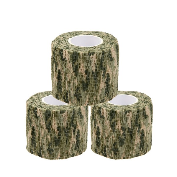 Uning Self-Adhesive Protective Camouflage Tape Wrap 5CM x 4.5M Tactical Camo Form Multi-Functional Non-Woven Fabric Stealth Tape Stretch Bandage for Outdoor Military Hunting