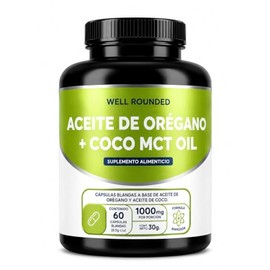 Aceite De Orégano  Aceite De Coco 60 Capsulas (1000 mg por Porción) Well Rounded                                                                      