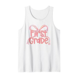 Preppy First Grade Coquette Bow Back To School Teacher Girl Tank Top
