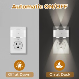 SETEN 4 Pack Night Light, Plug-in Wall NightLights with Rotatable, Dusk to Dawn Sensor Auto On/Off, 5000K Daylight 100 Lumens, for Hallway Living Room Kitchen Garage Stairway