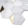 NBG-1 3“ Hexagon White and Gold Metal Stainless Steel Polished