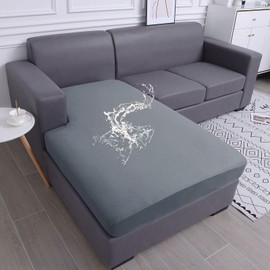 hyha Waterproof Couch Cushion Covers, Sectional L Shape Sofa Stretch Seat Slipcovers, Chaise Lounge Cover with Elastic Bottom (Chaise Cover, Grey)